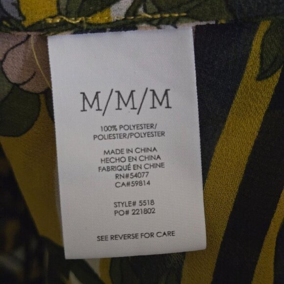 Cabi Spring Scene Mustard Floral Bell Sleeve Sheer Blouse Size M - Picture 7 of 7